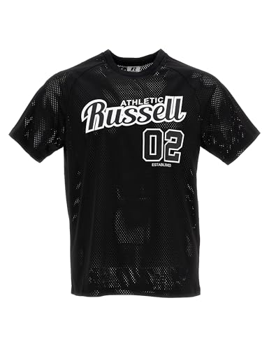 Russell Athletic Justice S/S Crewneck Tee - Men's Short Sleeve T-Shirt Comfortable and Versatile, Black, L