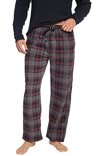 INTIMO Men's Long Sleeve Solid Quarter Zip Top and Microfleece Plaid Pant2