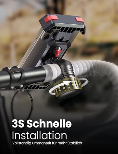 Pnitri Handyhalterung Fahrrad, Fahrrad Handyhalterung Lenker - [2025 Verbessertes 3S Installation], E Scooter Handy Halterung, Universal Handyhalter Fahrradlenker für iPhone, Samsung Smartphones