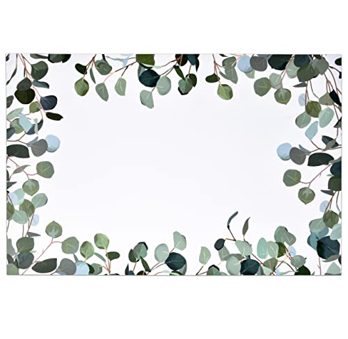 Gift Boutique 50 Pcs Disposable Eucalyptus Greenery Paper Place Mats 11" x 17" Green Leaf Coated Placemat Floral Summer Spring Birthday Party Supplies