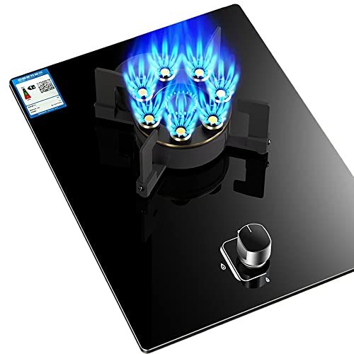 Aouoeeo Placa de Gas, Encimera de Gas, Cocina de Gas de 7,2 kW con Quemador y Vidrio Templado Negro.