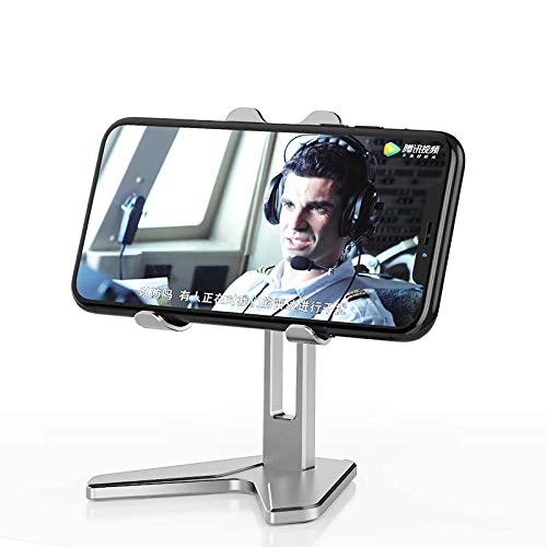 Image of Urban Kings Cell Phone Stand, Aluminum Desktop Phone Holder, Adjustable Mobile Phone Stand Cradles Compatible for All Smart Phones /iPhone /iPad /Kindle /Tablet (Silver)