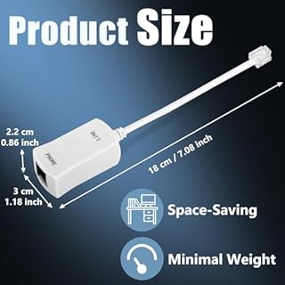 Uvital DSL Filter for Landline Phone, 1 Pack DSL Modem Phone Filter Adapter, RJ11 6P2C Male to Female ADSL Cable in-line ADSL Filters for Fax Machines/Answering Machines, White