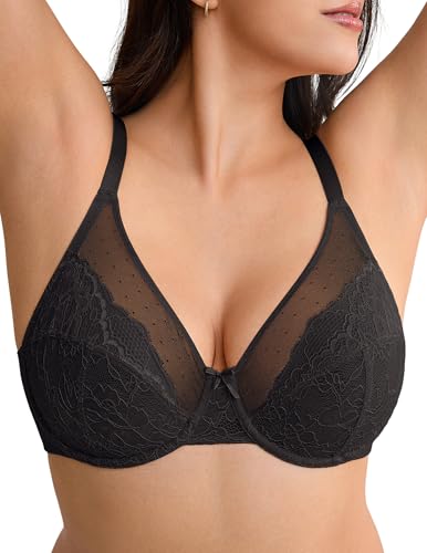 leviace Minimizer Bras for Women Full Coverage Underwire - Back Smoothing Full Bust Support Bra 3-Hook Adjustable Side Panels - Note: Size Runs Small, Order 1 Size Up, Black, 36DDD