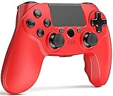Wireless PS4 Gamepad Controller Game,Upgraded Joystick/Dual Vibration/Motion Control/Wireless Controller/Built-in Speaker/USB Cable/ with 800mAh Rechargeable Battery Touch Pad Speaker and Headset Jack(red)