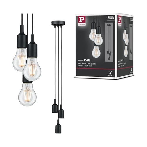Paulmann 50382 Neordic Pendelleuchte Ketil max. 3x60 Watt Pendellampe Schwarz Deckenlampe Silikon, Metall Hängeleuchte E27 Leuchte ohne Leuchtmittel