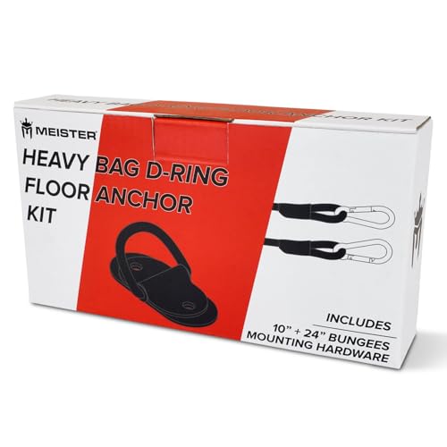 Meister Doppel-End Boxsack D-Ring Bodenanker-Montagekit mit Bungees – Schwarz