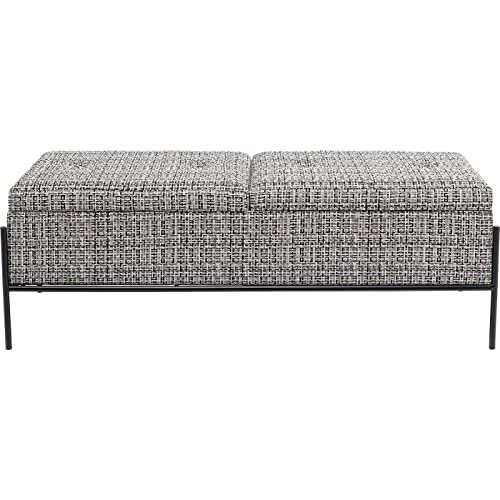 Kare Design Bank Storage, Schwarz/Weiß, Sitzbank, mit 2 Fächern, Textil Bezug, Stahlgestell, 43x120x40 cm (H/B/T)