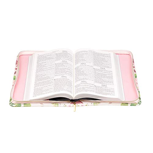 Eccolo Bible Cover Case For Men And Women, Floral Print Faux Leather Design With Zipper And Handle, Small Book Cover Holds & Protects Small Bibles Up To 6 X 5 X 1.5 Inches (Beige) #TOP1