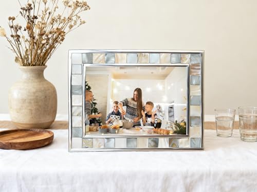 Mother of Pearl Picture Frame 5x7, Grey+White, 1pc - Image 4