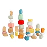 WOODLAND BRAND 36 PCS Wooden Stacking Rocks, Wooden Blocks Balancing Game. Montessori Wooden Balance