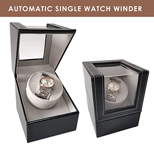 Maopiner Single Automatic Watch Winder With Japanese Mabuchi Quiet Motor, Black Leather Watch Display Case Storage Box Fits Lady And Man Automatic Watch #TOP5