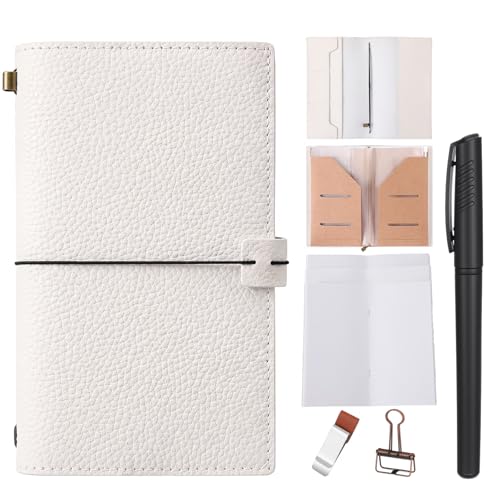 Journal de voyage rechargeable format standard 12,4x21,6 cm avec inserts et porte-stylo cuir