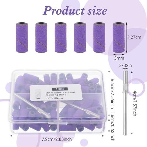 100 Stück Schleifhülsen Nagelfräser 180 Schleifhülsen Bits für Nagelfräser 3mm Schleifkappen Feiner Schleifring für Nagelbohrer mit 2 Stück Kleinen Spindel Nagelbohrern für Maniküre Pediküre