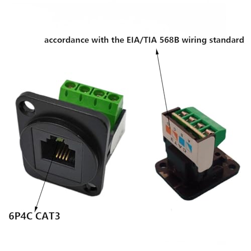 PENGLIN 2PCS RJ11 6P4C Panel Mount Connector miniatura 2