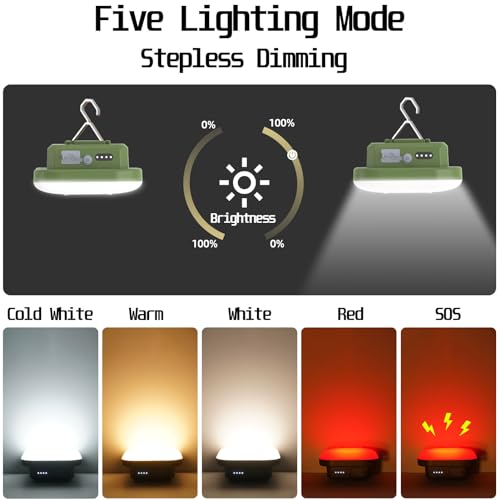 Lanterne de camping compacte rechargeable verte avec miroir LED