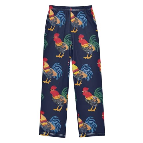 ZZXXB Colorful Rooster Boys Long Pants Soft Trousers Elastic Waist Kids Lounge Bottoms with Pockets S-XL
