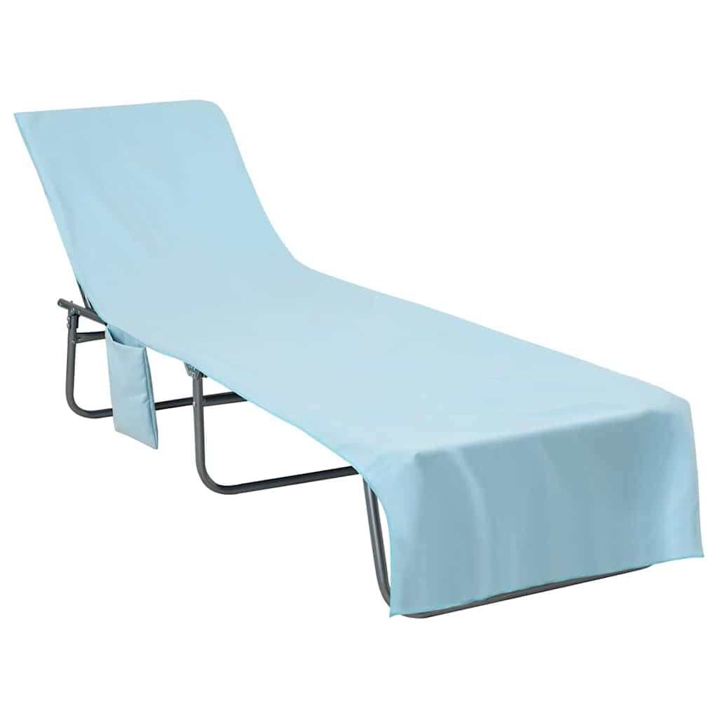 Ręczniki do opalania 2 szt. niebieskie 210 x 75 cm poliester poliamid Soft-Touch szybkoschnące z bocznymi kieszeniami na plażę, do ogrodu, wellness, spa, relaksu