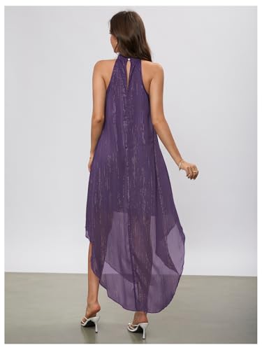 Image of Verdusa Women's Wedding Guest Dress Halter Flowy Chiffon Asymmetrical Long Summer Prom Dress
