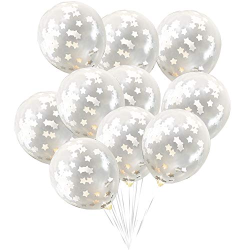 frontier コンフェッティバルーン 星シルバーペーパー 紙吹雪 約30cm 風船 スティック 空気入れ 10個セット