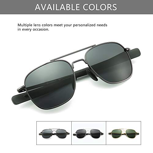 Sungait Men's Military Style Polarized Pilot Aviator Sunglasses - Bayonet Temples (Gunmetal Frame/Gray Lens, 55) A285Qkhu #TOP7
