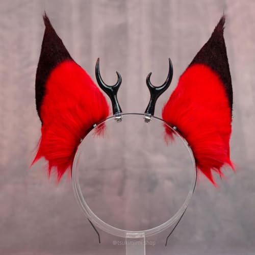 ATekatac Wolf Ears Handmade Animal Halloween Headband Cat Ears Rollable (ALST) — view 3