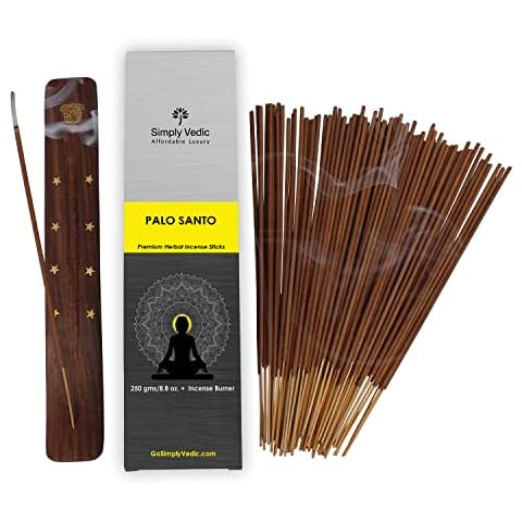 Simply Vedic Premium Palo Santo Incense Stick Agarbatti 250 Grams / 8.8 Oz (Approx 135 Sticks) : Free Burner : Meditation, Yoga, Spiritual Healing, Prayers, Reiki, Aromatherapy Energy Cleansing Cover