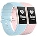 Produktbild WASPO für Fitbit Charge 3 Armband, Sportliches Wasserdichtes Ersatzarmband Kompatibel mit Fitbit Charge 3/ Charge 3 Special Edition, Damen Herren (Hellblau+Rosa, Groß)