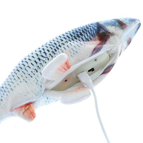 ASVEL Realistic Plush Simulation Electric Doll Dancing Fish, Funny Interactive Pets Chew Bite Supplies for Cat/Kitty/Kitten Fish Flop Cat Toy Catnip Toys - Perfect for Biting, Chewing and Kicking (A)