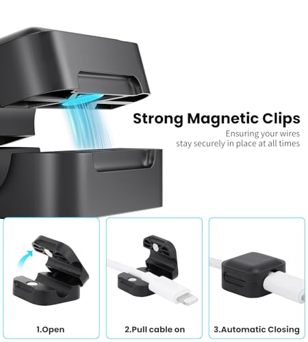 aceyoon 12 Pack Magnetic Cable Clips, Cable Tidy Clips Magnetic Desk Cable Clips Management - Image 2