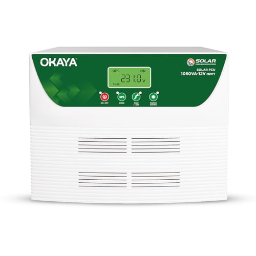 Image of Okaya 1050VA 12V MPPT Solar PCU | Dual Interleaved MPPT for Faster & Efficient Solar Charging | True Sine Wave Off-Grid Solar Inverter for Home, Office & Shops |Durable & Reliable | 36-Month Warranty