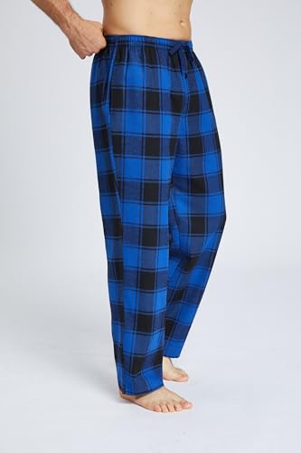 Mens Pajama Pants Flannel Cotton Plaid Sleep & Lounge Pants, PJ Bottoms with Pockets and Button Fly4
