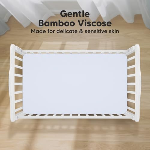 Image of KeaBabies 2-Pack Baby Crib Sheets for Boys, Girls, 52x28 Fitted (Blue Flax) | Viscose Derived from Bamboo, Toddler Bed Sheets Neutral, Fitted Crib Mattress Sheet for Standard Baby Bedding, Soft, Cozy