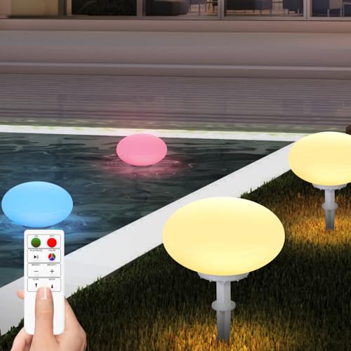 NiceBuy Solarlampen FüR AußEn Garten Kugel Warmweiß RGB Mit Fernbedienung, Solarleuchten FüR AußEn Winterfest Deko Bunt Mit Erdspieß,LED Gartenbeleuchtung Solar Kugel 28Cm
