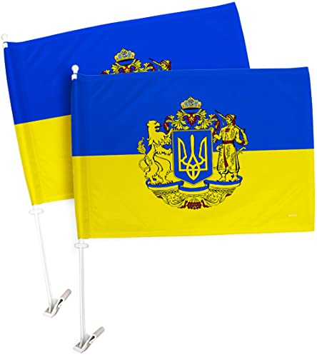 Bandera de Ucrania para coche Americana Home & Garden pack de 2 soportes para ventanas de vehículos 2