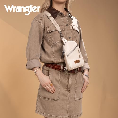 Image of Wrangler Small Sling Bag for Women, Leather Crossbody Bags Cross Body Purse Fanny Packs with Adjustable Strap for Gift