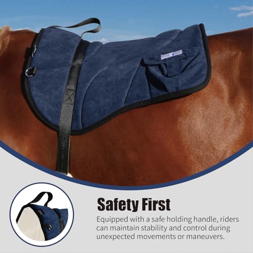Image of Harrison Howard Ergonomically Designed Correct Bareback Pad with Side Pockets Extra Thick Center for Maximum Support Anti-Slip Bareback Pad Comes with Matching Girth