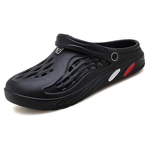 LIBINXIF Men's Plus Size Garden Clogs Shoes Women Large Beach Slippers Breathable Shower Footwear Sandals Water Walking Black 45 Cover