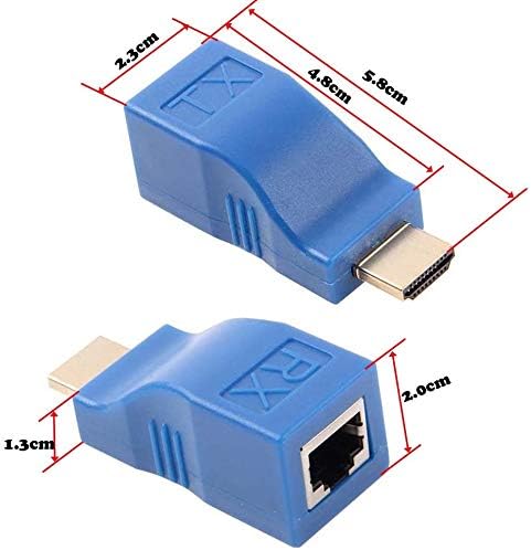 XMSJSIY HDMI Extender,HDMI to RJ45 Network Cable Extender Converter Repeater Over Cat 5e /6 1080p up to 30m Extender for HDTV PS4 STB, Request Pure Copper Cat 5e /6 Wire- Not Support HDCP