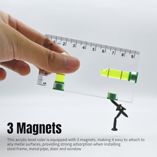 Candeon Mini Magnetische Wasserwaage, Transparente Zwei Richtungs Wasserwaage Mit 2 Libellen 90°/180°, Kleine T-Typ Horizontale/Vertikale Taschenwasserwaage, 95 X 50 X 13mm