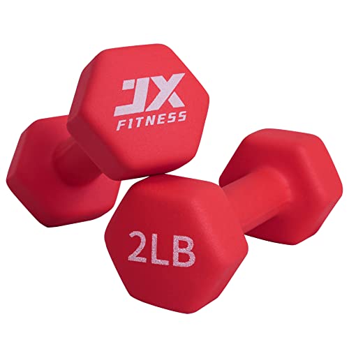 JX FITNESS Kurzhanteln, Handgewichte, Set mit 2 Neopren-beschichteten Kurzhanteln für Heim-Fitness-Ausrüstung, Workout, Krafttraining, Jugendliche und Jugendliche (0.9 kg, 2 3.6 kg) Cover