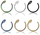 Goldenlight Fake Piercings Face Nose Ring Hoop 20 Gauge 8mm,Nose Piercing Hoop Stainless Steel Non...
