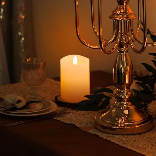 Image of 3x4 Flameless Candles Set of 1, 2AA Battery Life 600 Hours Battery Candles Flickering with Timer, 4 inch Flameless Candles with Remote for Indoor /Outdoor, White