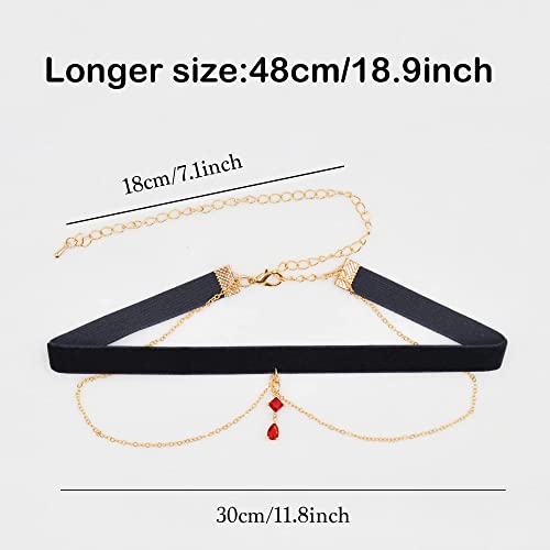 Momocat Black Velvet Red Pendant Choker Necklace For Women Gothic Lace Chokers Necklace Witch Bride Vampire Accessories Aesthetic Kawaii Jewelry For Women Teen Girls #TOP2