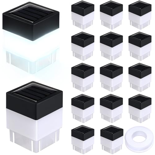 Tujoe 16 Pack Solar Post Cap Lights, 2x2 Fence Post Lights,White