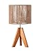 EDISHINE Small Rattan Table Lamp, Wood Tripod Bedside Lamp, Boho Nightstand Lamp for Living Room, End Table, Office, E26 Base, Natural Style