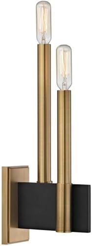 Hudson Valley Lighting 8812-AGB Abrams - Aplique de pared con dos luces, 2.5 pulgadas de ancho por 12.75 pulgadas de alto, color acabado latón