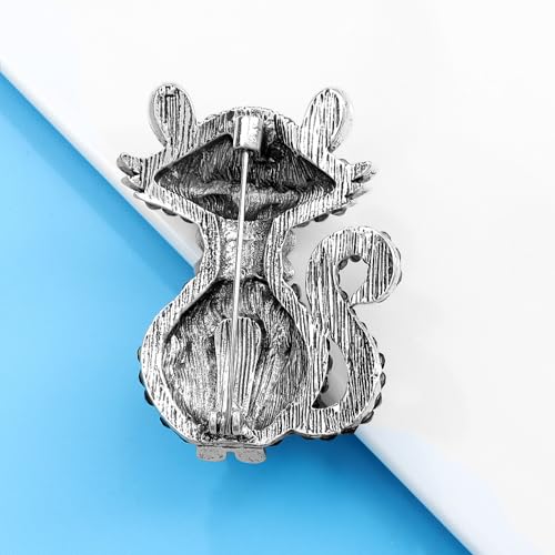 Image of Rhinestone Cat Brooch Pin for Women Girls Men Vintage Crystal Animal Kitten Brooches Classic for Wedding Party Dance Banquet Lapel Pins Dainty Christmas Anniversary Jewelry Unisex Gift Clothes Accessories Christmas
