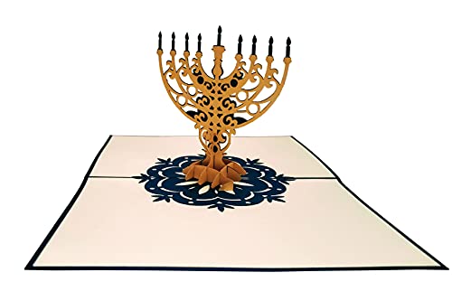 Igifts And Cards Festive Modern Menorah 3D Pop Up Greeting Card - Happy Hanukkah, Season's Greetings, Holiday Gift, Inspirational, Nine Branched, Elegant, Celebration, Candles, Fancy, Easter #TOP2