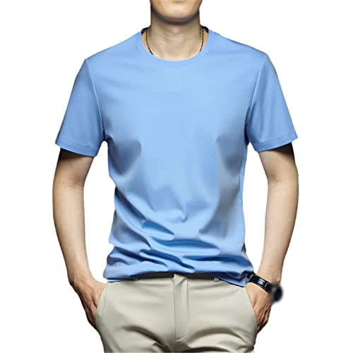 T-shirt soie glacée homme anti-auréole col rond haut été confortable uni XL